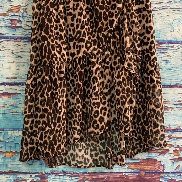 Pieces Animal Print Ruffled Midi Skirt - Picture 2 of 6
